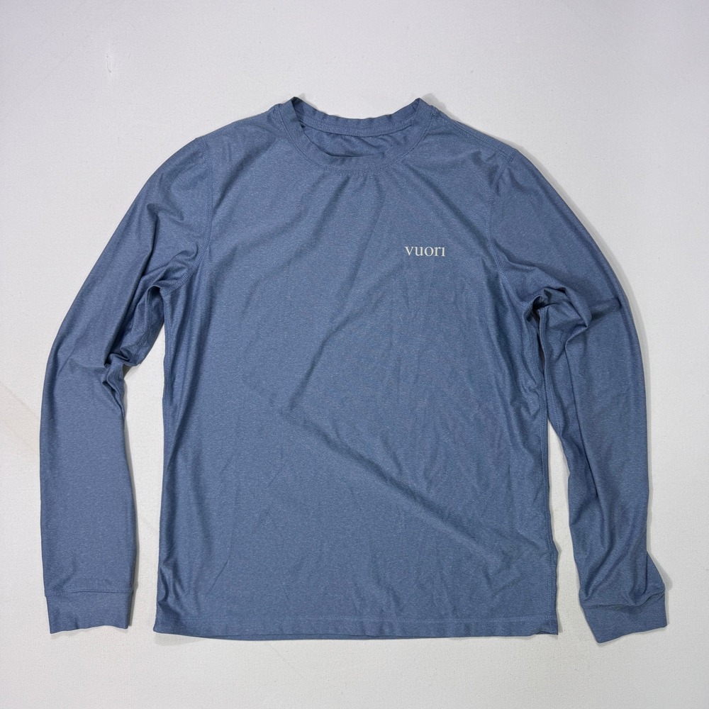 Vuori Mens Small Strato Tech Tee Blue Heather Workout Training Shirt V190